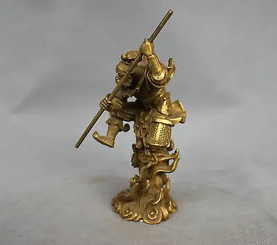 8 ''Китайский Миф бронзовая Sun Wukong Monkey King Hold Stick Fighting Statue|statue|statue bronzestatue china |