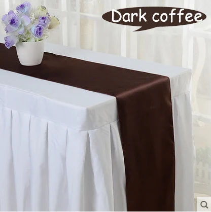 Coffee 10 шт. 30*275 см атласная настольная дорожка Красного/синего/желтого/фиолетового цвета для свадебного помолвки/банкета отеля/фетального декора стола 16 цветов - Цвет: Coffee