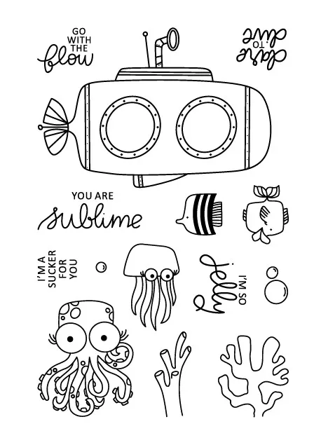 Прозрачные штампы Осьминог/Океан мир для скрапбукинга своими