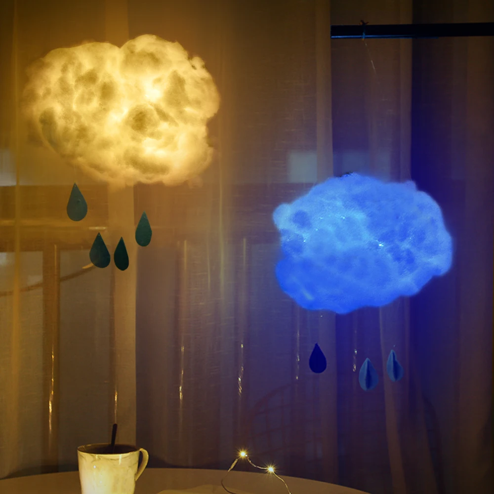 Creative LED DIY Cotton Cloud Night Light Handmade Wall Hanging Lamp Festival Holiday Wedding Birthday Decor Lighting Girl Gift | Лампы и
