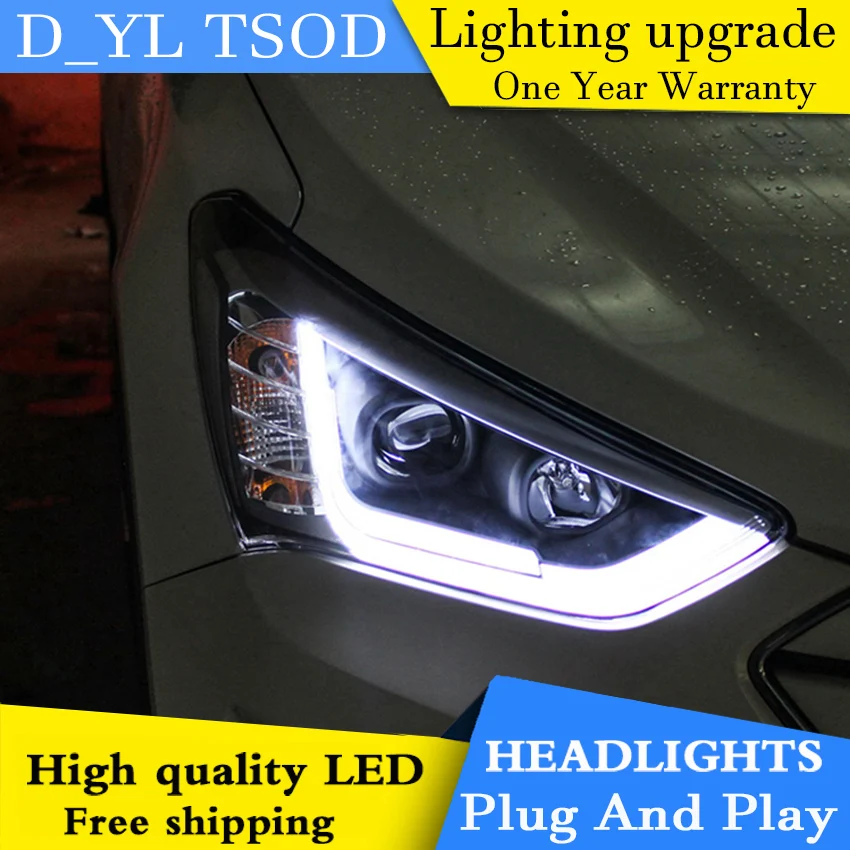 

Car Styling Head Lamp for Hyundai IX45 LED Headlights 2015 Turn Singal LED DRL Daytime Running Light Bi-Xenon HID Accessories