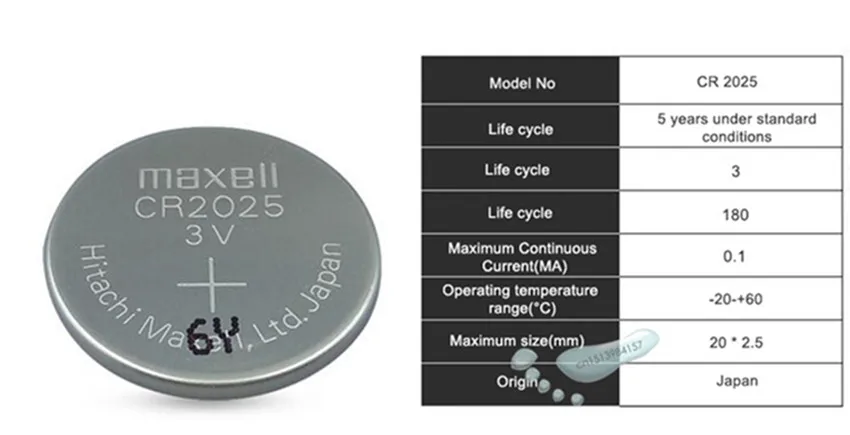 50 шт. maxell оригинальный cr2025 кнопочный элемент батареи cr 2025 3V литиевая монета