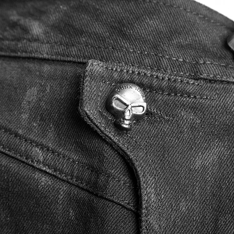 Steampunk Black Unique Armor Knee Man Washing Jeans Men's Trousers Pants Personality Fashion Punk | Мужская одежда