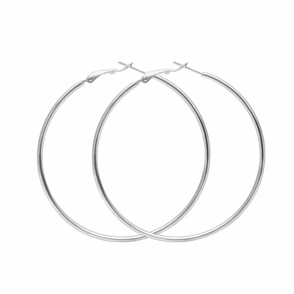 silver Классические большие серьги кольца разного размера, Супер круглые серьги-кольца для женщин, серебряные, золотые цвета, модные серьги в стиле панк, ювелирные изделия - Окраска металла: silver