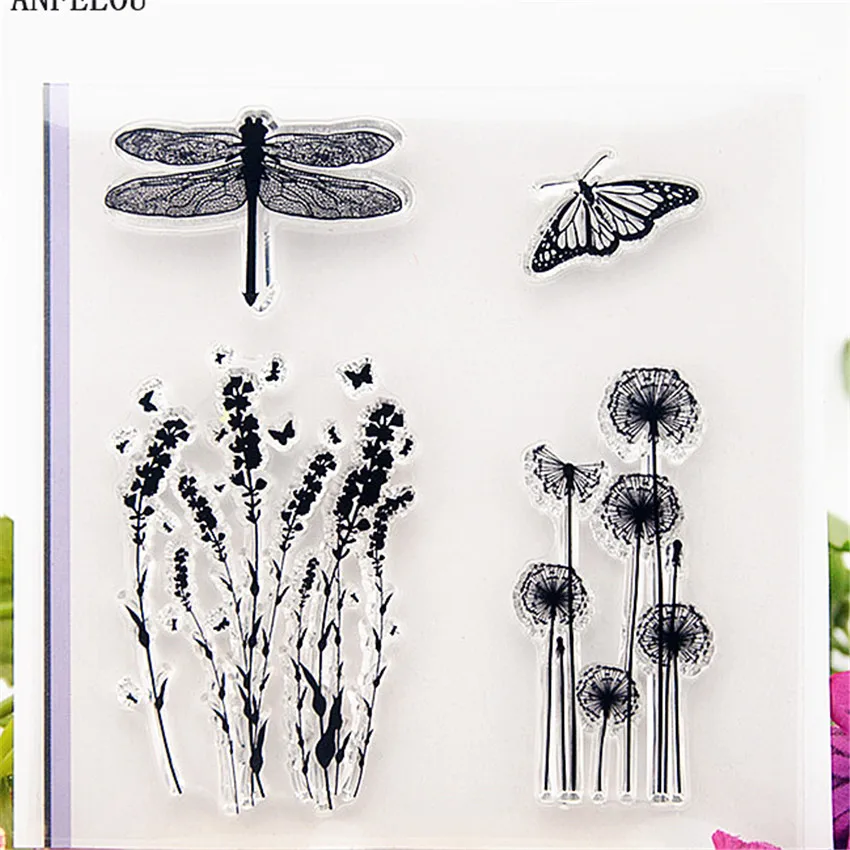 PANFELOU Dragonflies dandelion Transparent Silicone Rubber Clear Stamps cartoon for Scrapbooking/DIY Easter wedding album | Дом и сад