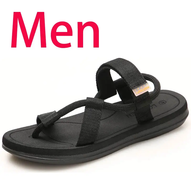 Black Sandals Модные мужские Вьетнамки; сандалии-гладиаторы; мужская повседневная обувь; мужская пляжная обувь без застежки; шлепанцы на плоской подошве; Zapatillas Sandalias hombre - Цвет: Black Sandals