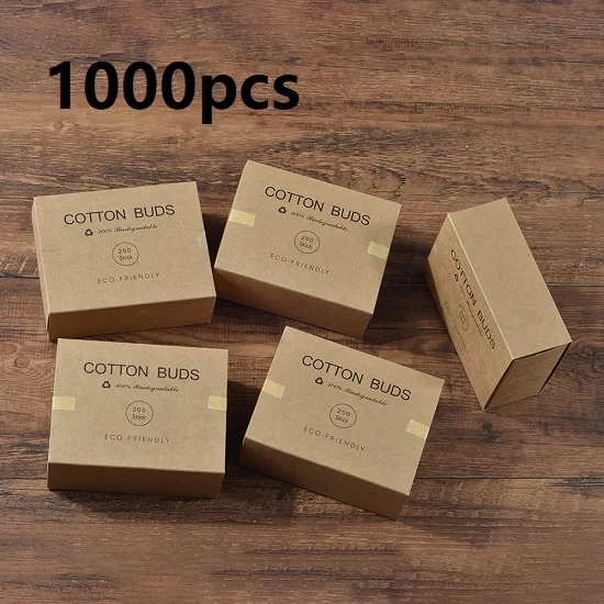1000PCS 1000 шт бамбуковые ватные палочки с двойной головкой для взрослых, ватные тампоны для макияжа, деревянные палочки, чистка ушей, инструменты для ухода за здоровьем - Цвет: 1000PCS