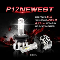 1 set h4 hb2 9003 p12 car led headlight super bright 0 72mm ultra thin no blind w driver front lamps bulbs 6k white 90w 13000lm