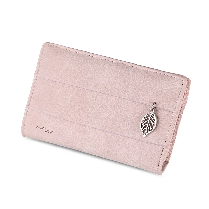 Pink Middle 3 размера, новинка, Женский кошелек с застежкой в виде листьев, модные короткие длинные кожаные кошельки для монет, держателей карт, для девушек, для денег, телефона, клатч, Carteras - Цвет: Pink Middle