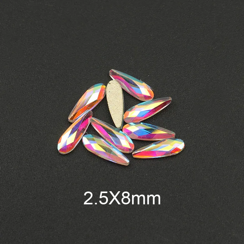 Drop 2.5x8mm Мода Кристалл AB 30/100 шт./лот 3D дизайн ногтей длинная водяная капля необычной формы красочные стеклянные камни для 3D художественное оформление ногтей - Цвет: Drop 2.5x8mm