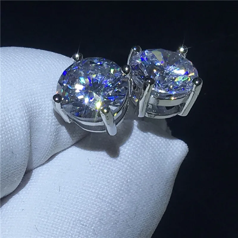 Choucong классические 4 когти серьги AAAAA Циркон Sona cz 925 пробы серебряные свадебные серьги-гвоздики для женщин и мужчин модные ювелирные изделия