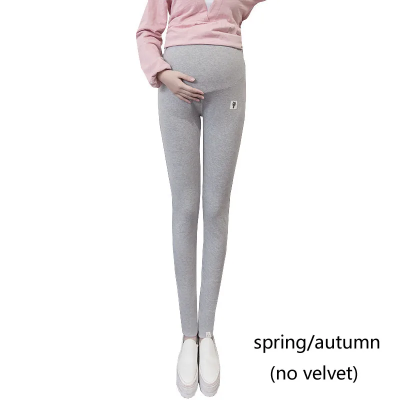 Thin gray 4XL плюс бархат утолщение зима осень Материнство леггинсы брюки для беременных женщин теплая Высокая талия уход за беременностью живот брюки - Цвет: Thin gray