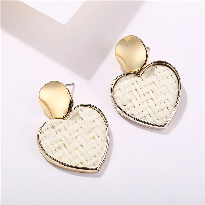 AY Ethnic Leopard Rattan Earrings For Women Handmade Bohemian Geometric Round Heart Dangle Boho Jewelry | Украшения и аксессуары
