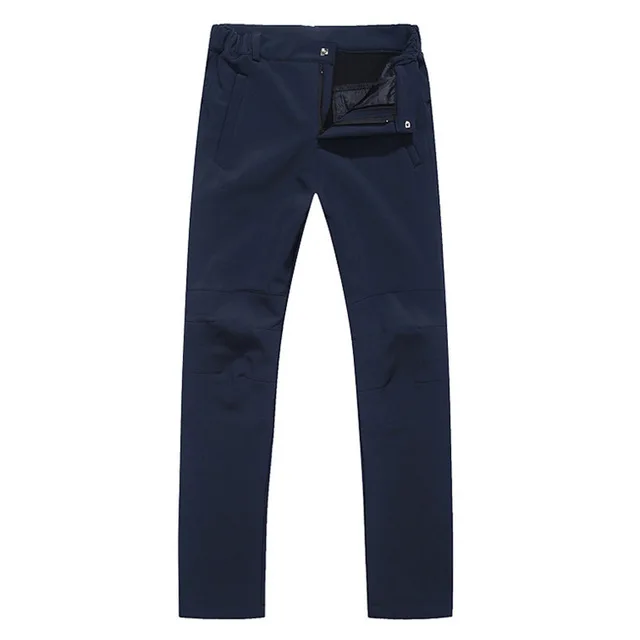 Men Navy Blue JACKSANQI для мужчин и женщин Зимние флисовые походные брюки для спорта на открытом воздухе ветрозащитные тепловые походные спортивные брюки RA230 - Цвет: Men Navy Blue