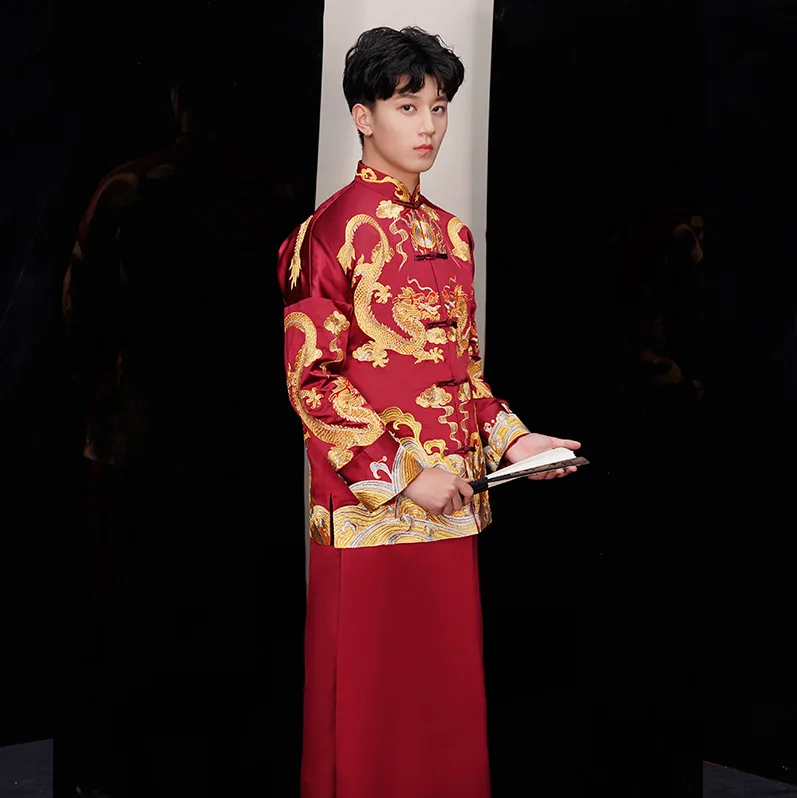 Красный Жених винтажный свободный Cheongsam традиционное китайское свадебное платье