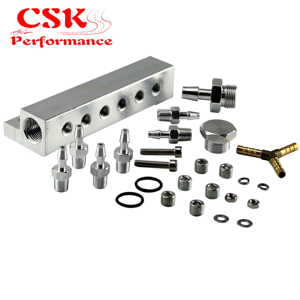 JDM Алюминиевый турбо расточгата BOOST ВАКУУМНЫЙ впускной коллектор 6 портов 1/8 NPT silver