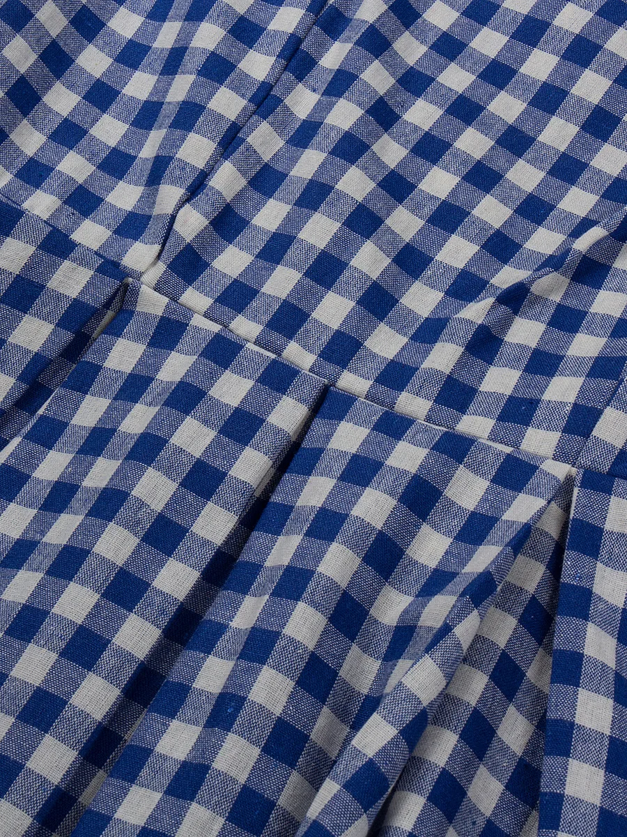 Для женщин 2018 Новый печати Винтаж плед талии Slim Fit Тонкий v-образным вырезом