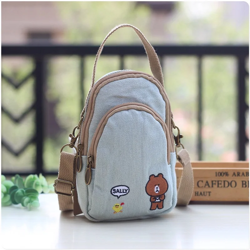 

Canvas cartoon bear children school bag kids travel messenger cross-body money bag small phone pouch boloso bolsa for girls