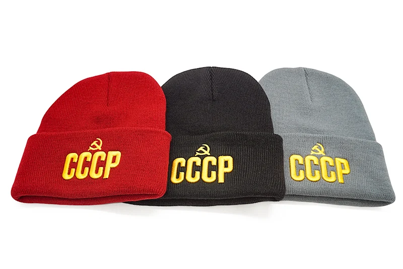 Новинка, CCCP, СССР, русские шапочки без полей, зимняя теплая вязаная шапка для мужчин и женщин, Осенняя шерстяная Повседневная Русская Шапка Skullies, вязаная шапка