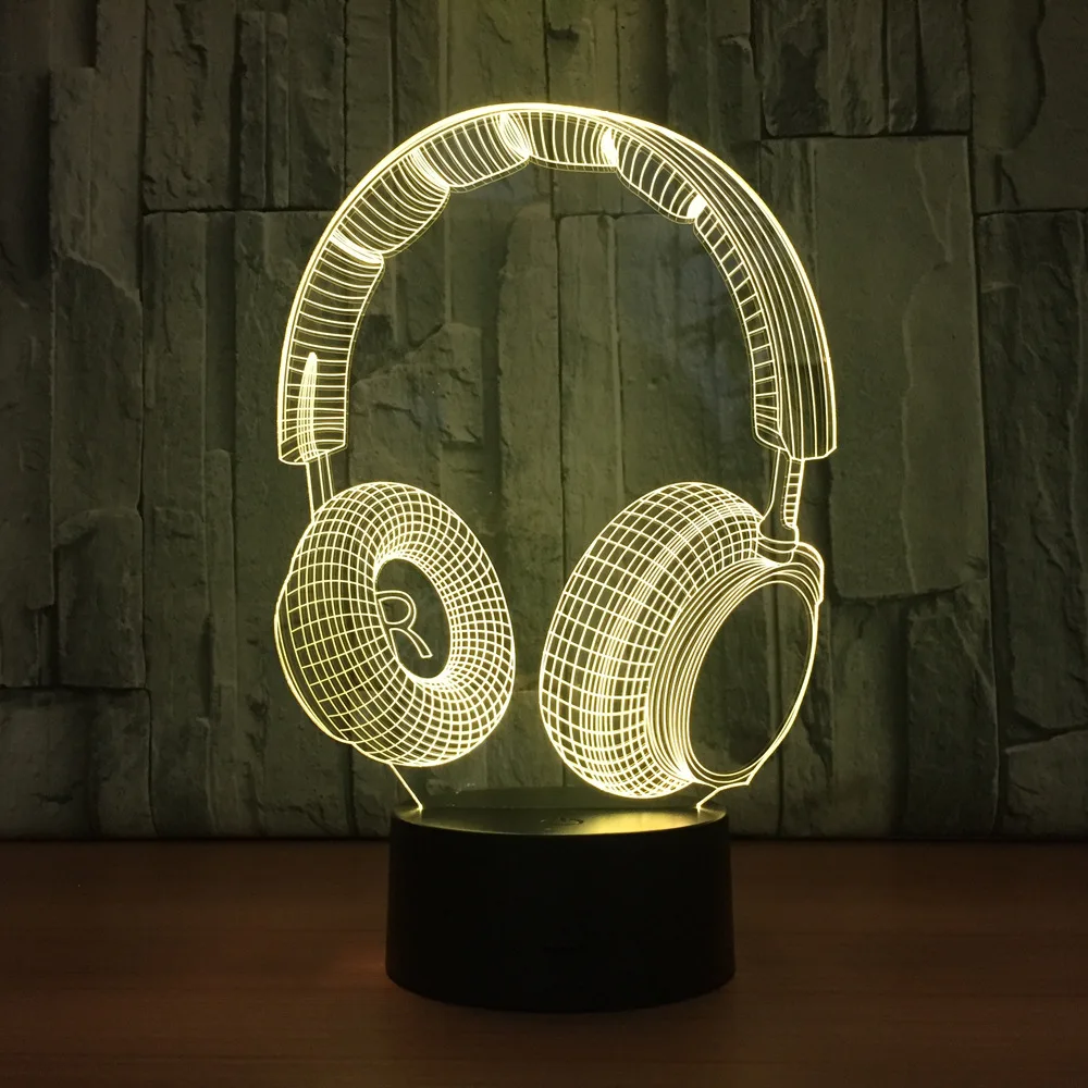 New Headset Touch Table Lamp 7 Colors Changing Desk 3d Novelty Led Night Lights Light Drop Ship Usb | Лампы и освещение