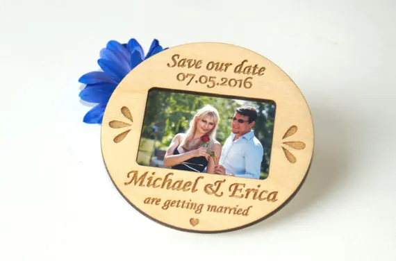 Сохранить дату фото магнит в деревенском стиле персонализированные древесины за