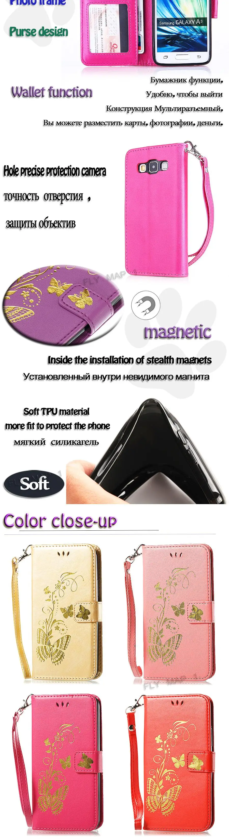 Чехол с откидной крышкой для samsung Galaxy A3 A300 A300F SM-A300F A300FU SM-A300FU чехол с бабочкой кожаный чехол с фоторамкой для телефона