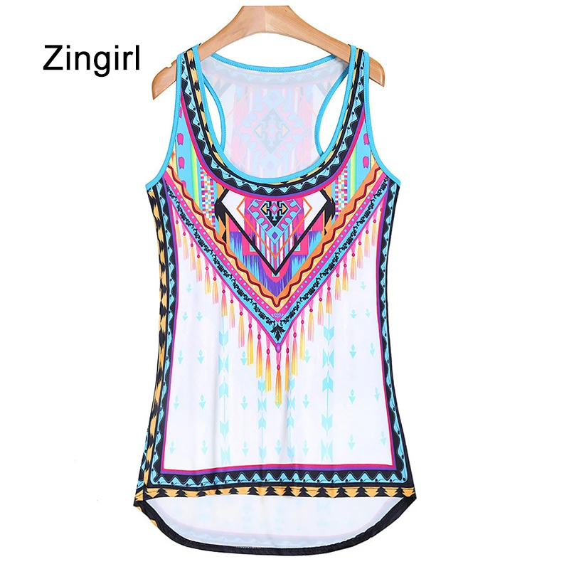 Zingirl Повседневное свободные модные шикарные принт Для женщин Танки пикантные