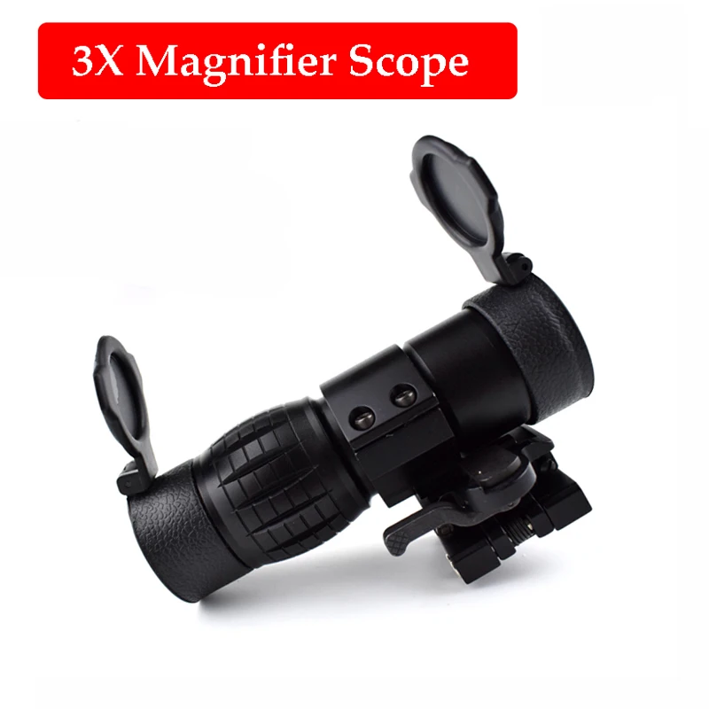 Optic Sight 3X Magnifier Scope Tactical Compact Hunting Riflescope Sights With Flip Up Cover Fit For 20mm Rifle Gun Rail Mount | Спорт и