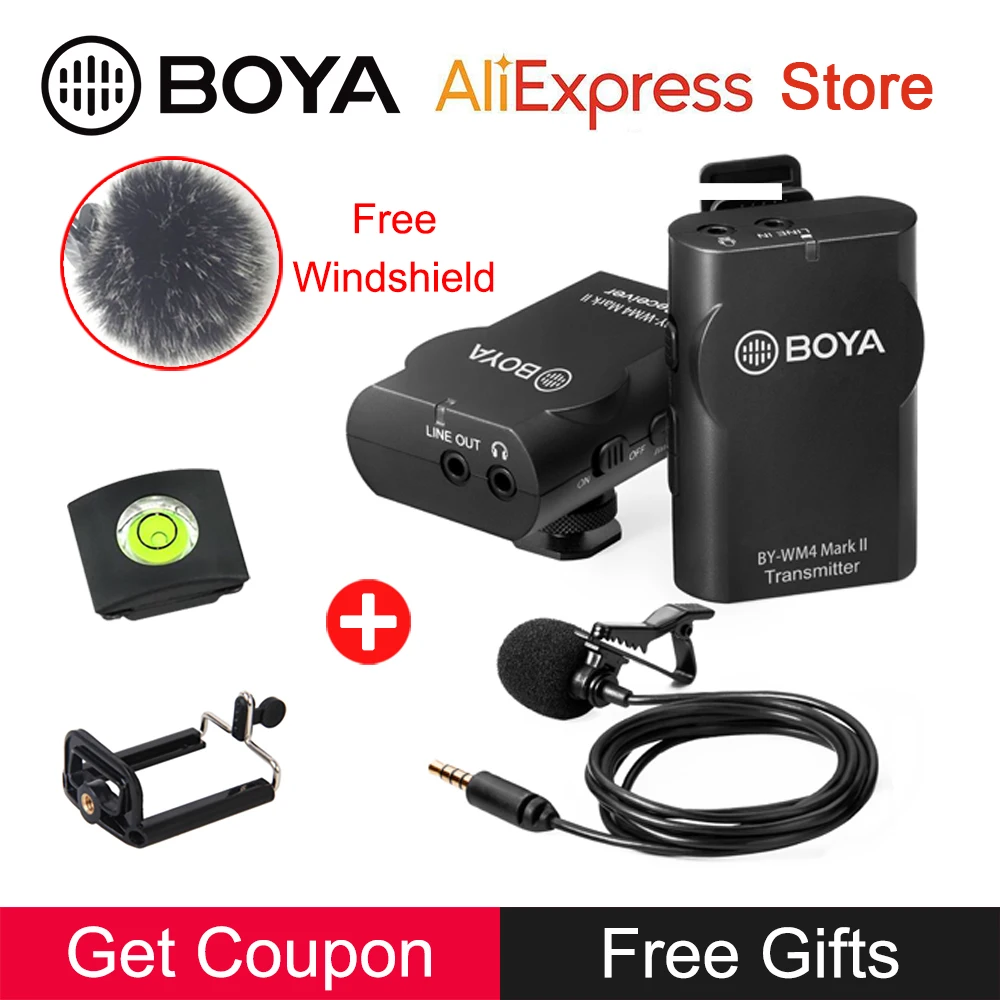 BOYA BY WM4 Mark II телефон Беспроводная микрофонная система для iPhone Android смартфон DSLR