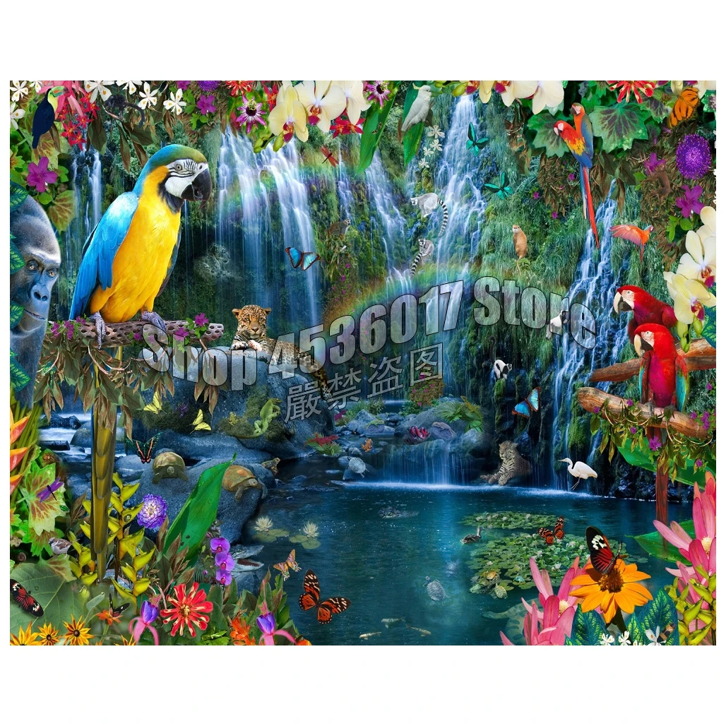 

Diamond Mosaic Parrot cheetah Full Diy Diamond Painting Jungle Waterfalls Diamond Embroidery Home Decoration Cross Stitch Kit