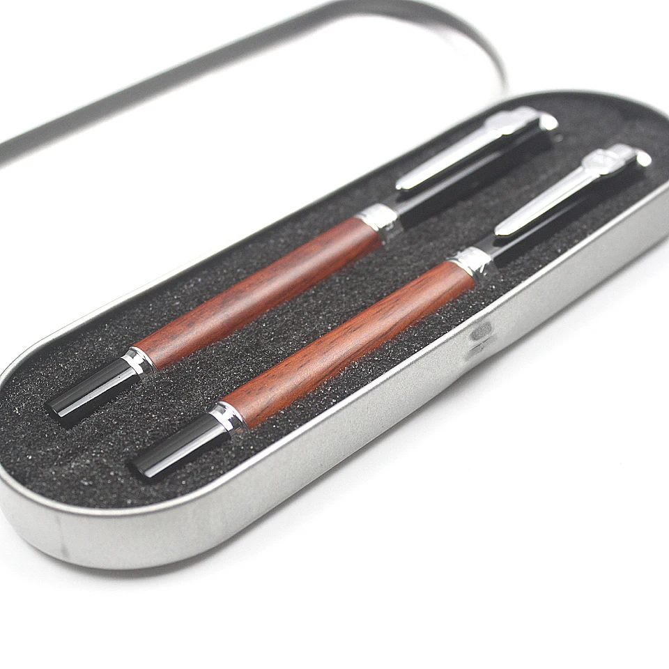 

Luxury JINHAO Metal+Wooden Ballpoint Pens & Silver Clip Fountain Pens Blue & Black ink For Office Business Roller Ball Pen