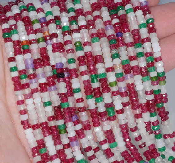 4x3 мм Нефрита Камень Цвета Смешивания Грановитая Rondelle Loose Бусы 14.5 дюймов Полный