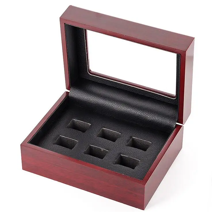 hockey college football baseball ring display box logo customize 6 holes wood big | Украшения и аксессуары