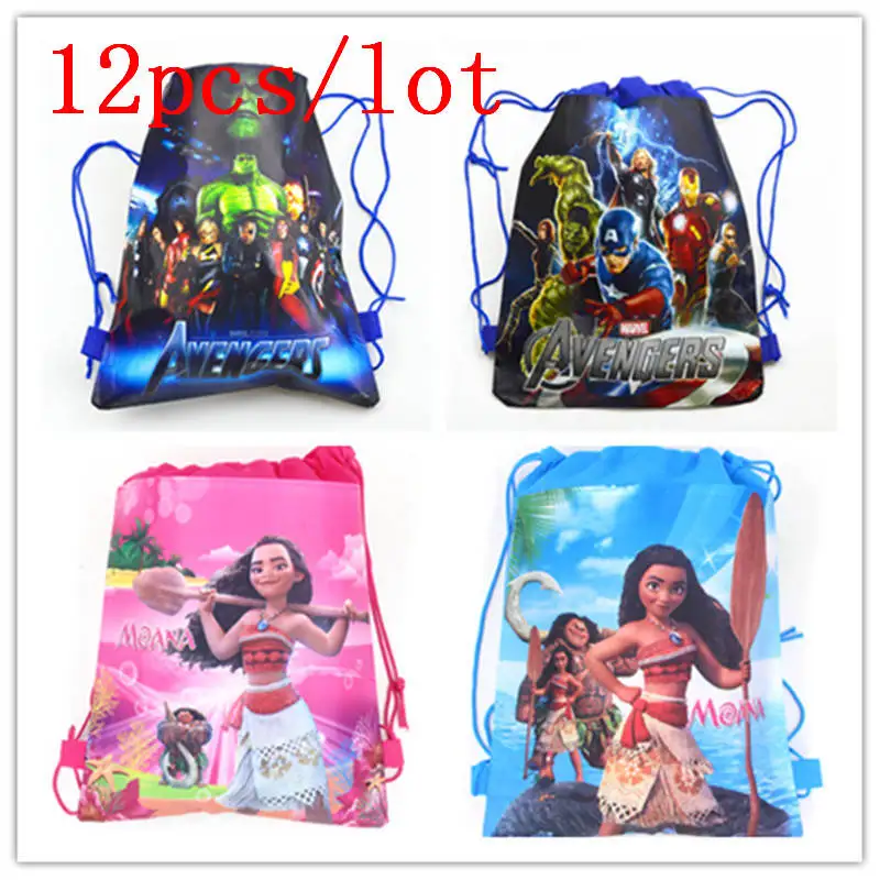 Disney Frozen 12 шт./партия, Детские Сумки На День Рождения мультфильм на шнурке, Детские Сумки на завязках, школьные сумки на завязках