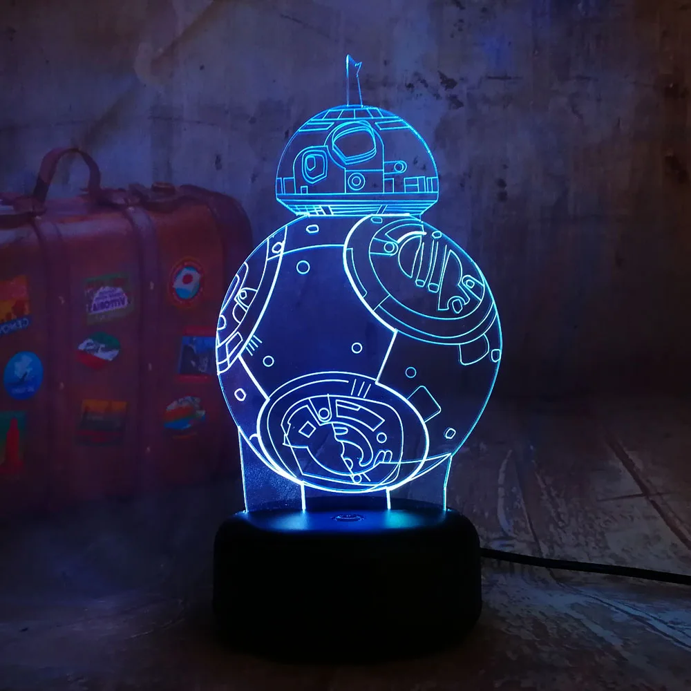 Новинка Звездные войны BB 8 3D LED RGB смешанный двойной цвет ночник светильник