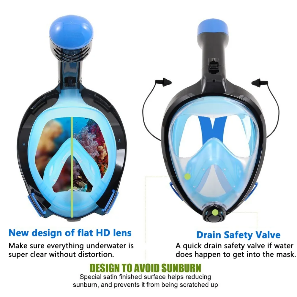 Silicon Full Face Diving Mask Scuba Underwater Seaview Gear Swimming Snorkel for Gopro Camera Holder Stand Set | Спорт и развлечения