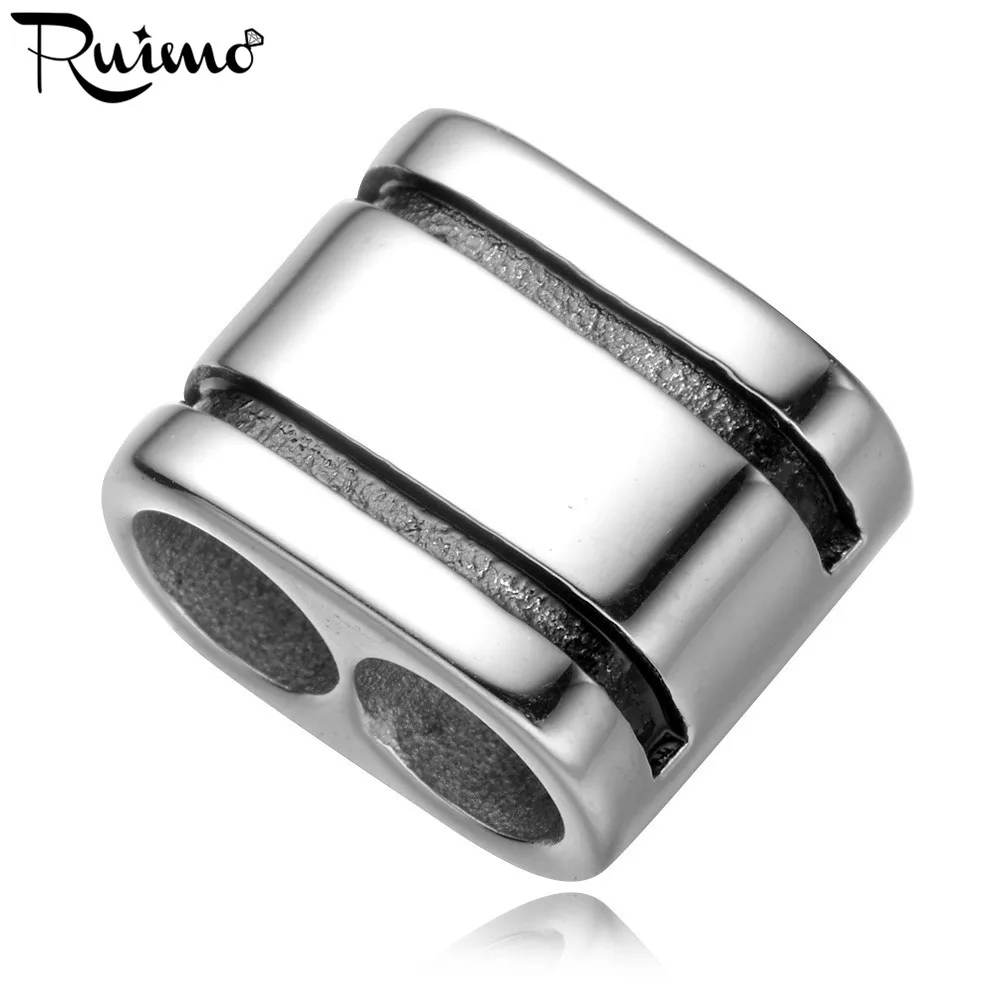 Квадратные бусины RUIMO из полированной нержавеющей стали 316l в европейском стиле 6