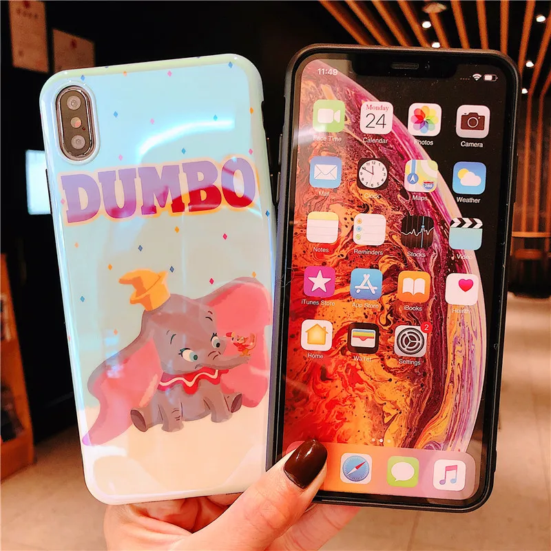 Cartoon pink Cute Dumbo Soft Phone Case For iPhone X XS Max XR Blue-ray 11 11pro 6 7 8 plus Cases |