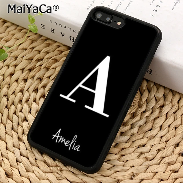 MaiYaCa персонализированные инициалы резиновый чехол для телефона iPhone 5 6 s 7 8 plus 11 pro X