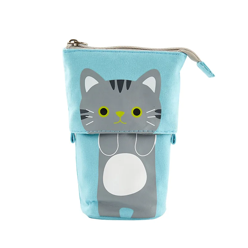 Gray Чехол-карандаш с изображением кота, каваи, холст, для девочек, trousse scolaire cartuchera para lapices school etui, розовый - Цвет: Gray