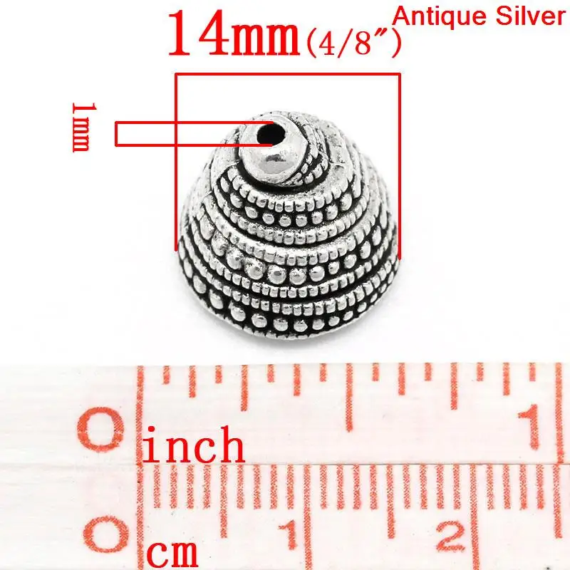 Колпачки для шариков 8 сезонов Античные Серебристые (подходят 17-20 мм) Спиральные
