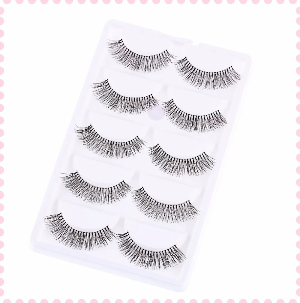 5 пар/компл. натуральный черный длинный разреженные и с перекрестным ворсом долговечностью удлинение ресниц инструменты для макияжа глаз Красота накладные ресницы