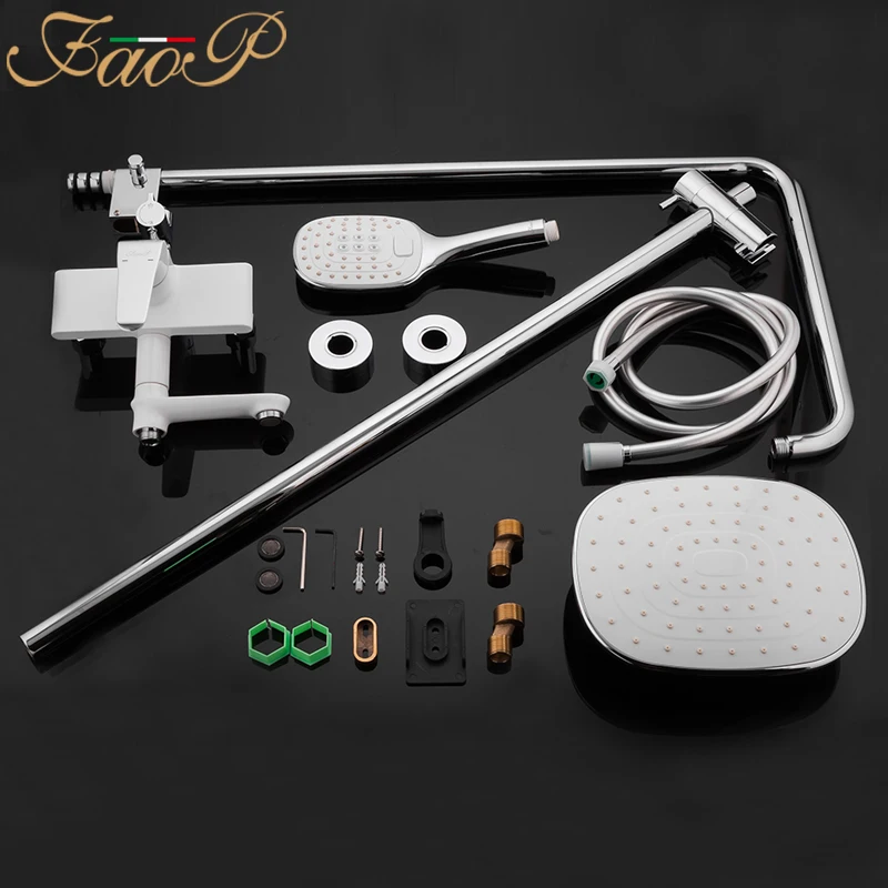 FAOP смеситель для душа белый набор водопад дождевые насадки латунная душевая