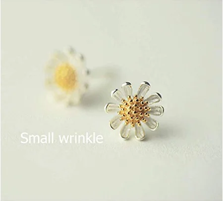 Женские серьги-гвоздики из серебра 925 пробы в виде цветка маргаритки | Украшения и