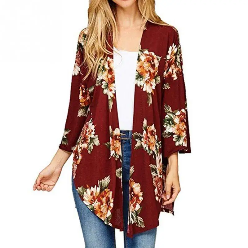 Лидер продаж 2018 г. Модные осенние женские летние бохо-пальто шаль Кимоно Кардиган