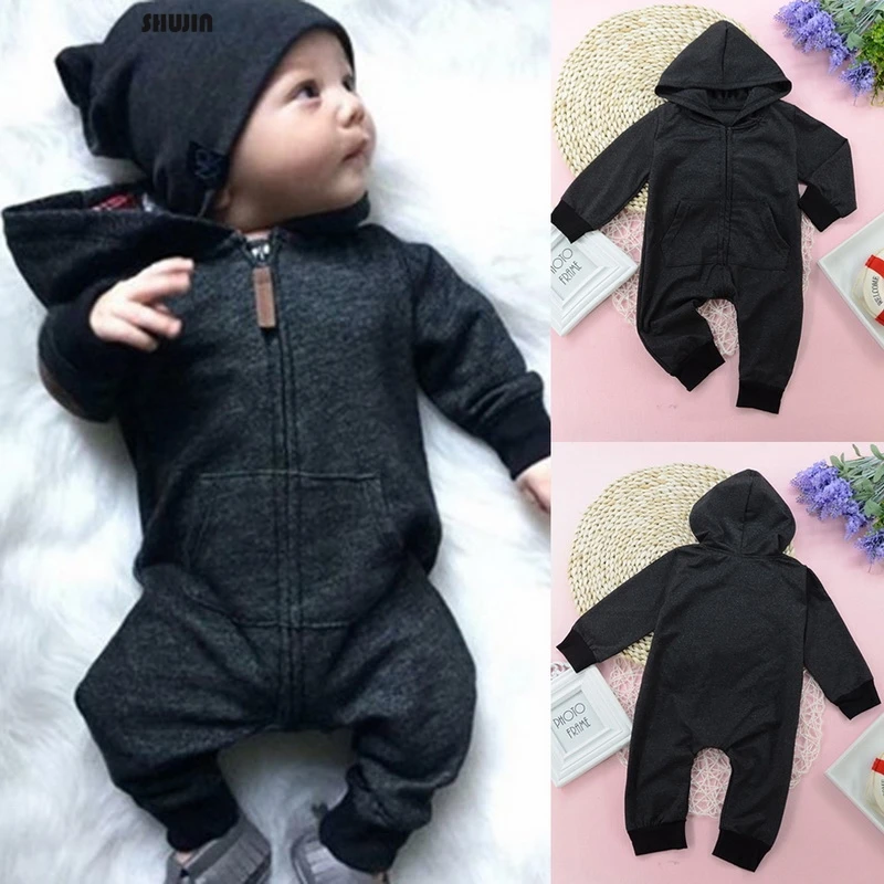 Shujinbaby/Детский комбинезон для мальчиков с длинными рукавами и капюшоном на молнии