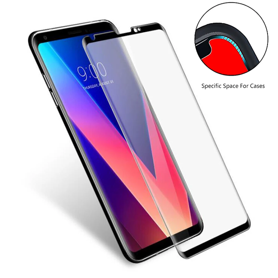Закаленное стекло с полным покрытием для LG G7 + Plus V35 V30S V40 ThinQ 3D Защитная пленка