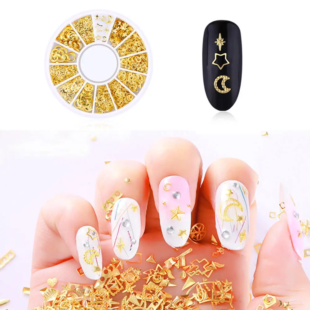 1 лист Nail Art Rhinestone украшения DIY 3D ногтей аксессуары Звезда Луна ажурные ногтей Декоративная заклепка ювелирные изделия