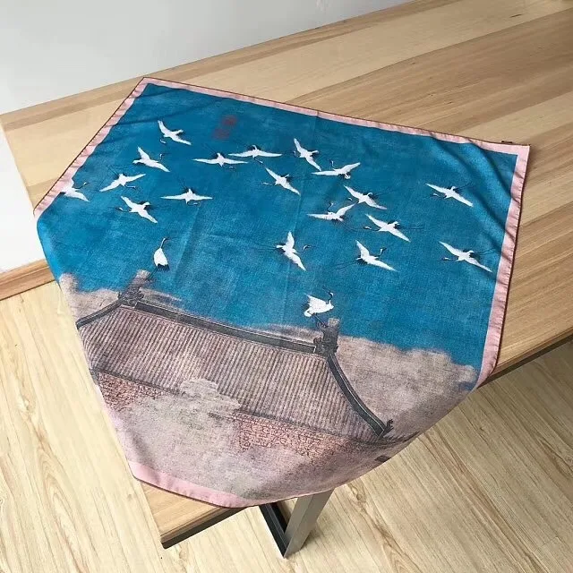 Китай SONG Dynasty Crane дизайн 70*70 см квадратный шарф женский ручной работы шейный