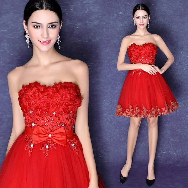 Новое поступление 2017 в наличии женское платье для невесты с красными кружевными